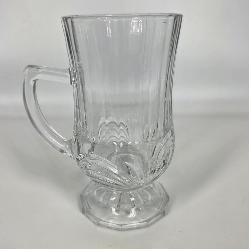 ITALIAN VINTAGE STYLE PRESSED 4" GLASS MUG – MADE IN ITALY – IRISH COFFEE MUG